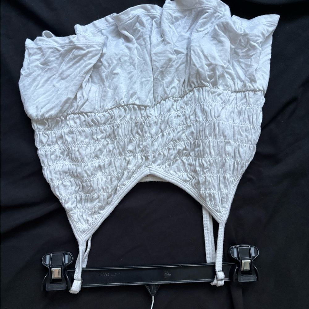White Ruched Strapless Top
